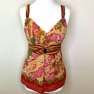 Bandolino Multicolor Vibrant Floral Top Pristine Condition Chic Stylish Trendy
